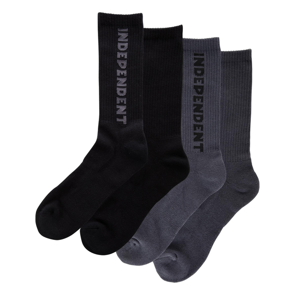 Chaussettes Independent Baseline 2-Pack Crew Black Charcoal
