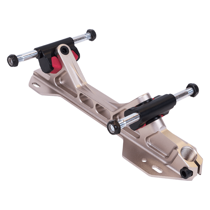 PowerDyne Arius Platinum plate featuring a sleek design and modern angle, ideal for roller skate performance.