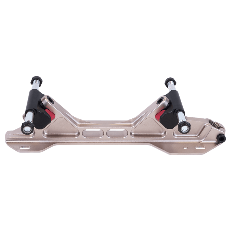 PowerDyne Arius Platinum plate with sleek profile design, featuring a modern aesthetic for roller skate enthusiasts.